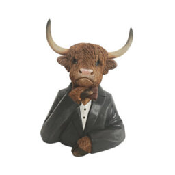 Straits Highland Cow In A Suit Farm Animal Bust Ornament 14Cm - thumbnail 1