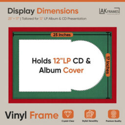 "AK Frames 25X17"" Red Modern Vinyl Record Frame With Emerald Mount For 12 Inch Lp Cover & Disc - Overlapped Design" - thumbnail 2