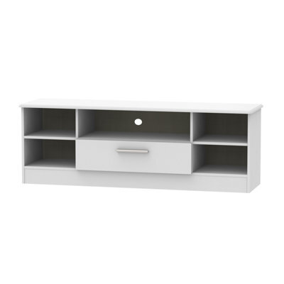Harrow Wide 1 Drawer Tv & Media Unit In Grey Matt (Ready Assembled)