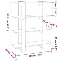Berkfield Book Cabinet/room Divider White 100X30X123.5 Cm - thumbnail 7