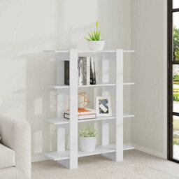Berkfield Book Cabinet/room Divider White 100X30X123.5 Cm - thumbnail 6