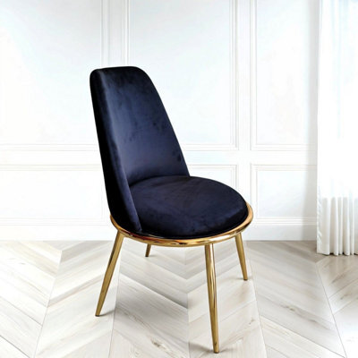 PureLifestyleWonders Designer Luxury Velvet Dining Chair In Black With Gold Legs Riviera - image 1
