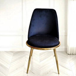 PureLifestyleWonders Designer Luxury Velvet Dining Chair In Black With Gold Legs Riviera - thumbnail 2