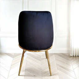 PureLifestyleWonders Designer Luxury Velvet Dining Chair In Black With Gold Legs Riviera - thumbnail 3