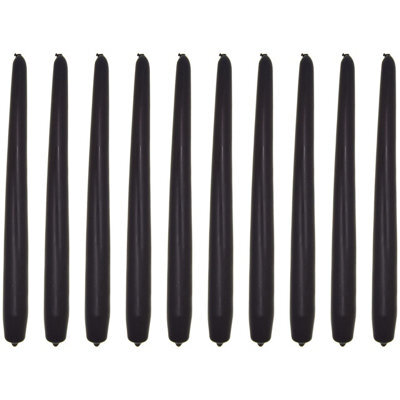 "SolaDirect Tapered Dinner Candles, Pack Of 10, Unscented, Long Burning Time, 24 Cm / 19.45"" (Black, Matt)" - image 1