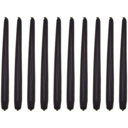 "SolaDirect Tapered Dinner Candles, Pack Of 10, Unscented, Long Burning Time, 24 Cm / 19.45"" (Black, Matt)"