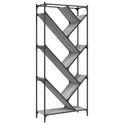 Berkfield Durable Bookcase Grey Sonoma 79X30X180 Cm Engineered Wood And Metal