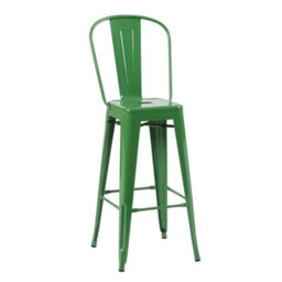 "Fwstyle Bistro Metal Bar Chairs Stools Set Of 4 30"" Green Gloss Galvanised Steel Indoor & Outdoor" - thumbnail 4
