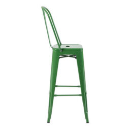 "Fwstyle Bistro Metal Bar Chairs Stools Set Of 4 30"" Green Gloss Galvanised Steel Indoor & Outdoor" - thumbnail 5