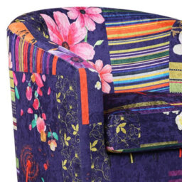 Tub Chair Armchair Club Chair In Purple Patchwork Fabric - thumbnail 6