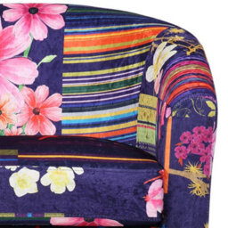 Tub Chair Armchair Club Chair In Purple Patchwork Fabric - thumbnail 5