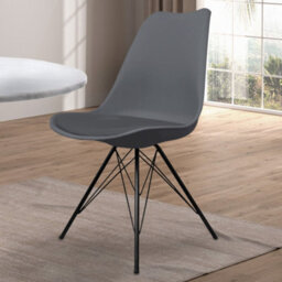 Fusion Living Soho Dark Grey Plastic Dining Chair With Black Metal Legs - thumbnail 2