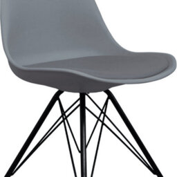 Fusion Living Soho Dark Grey Plastic Dining Chair With Black Metal Legs - thumbnail 3