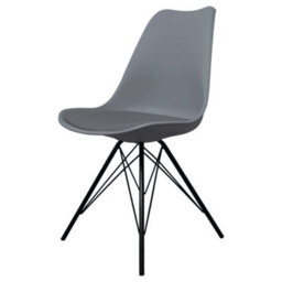 Fusion Living Soho Dark Grey Plastic Dining Chair With Black Metal Legs - thumbnail 1