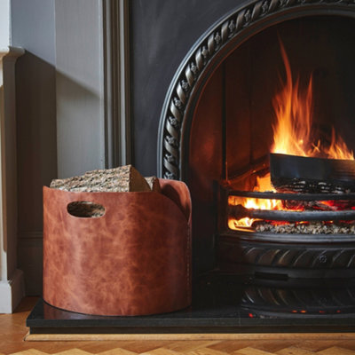 Ivyline Tan Faux Leather Log Bucket H30Cm W40Cm - image 1