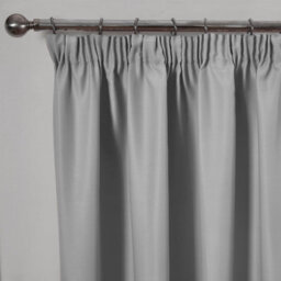 "Ohs Pencil Pleat Blackout Curtains Set Of 2 Thermal Tape Top Heading Panels Ready Made, Silver Grey - Width 66"" X Drop 90""" - thumbnail 3