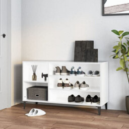 Walplus Shoe Cabinet High Gloss White 102X36X60 Cm Engineered Wood - thumbnail 1
