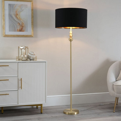 Valuelights Marissa Gold Stacked Ball Floor Lamp With Black/gold Shade - Led Bulb Included - image 1