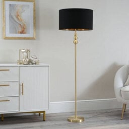 Valuelights Marissa Gold Stacked Ball Floor Lamp With Black/gold Shade - Led Bulb Included - thumbnail 4