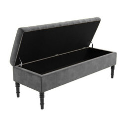 Safar 150Cm Ottoman Storage Bench - Naples Shoe Bench - Dark Grey Lined Upholstery Storage Footstool - thumbnail 5