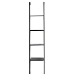 Darphe 34X160Cm Black 4 Tier Wooden Wall Ladder Shelf For Home - thumbnail 4