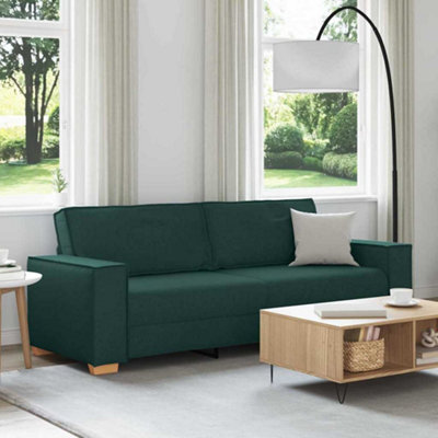 Vidaxl 3-Seater Sofa With Cushion Dark Green Fabric - image 1