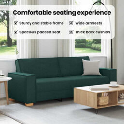 Vidaxl 3-Seater Sofa With Cushion Dark Green Fabric - thumbnail 8