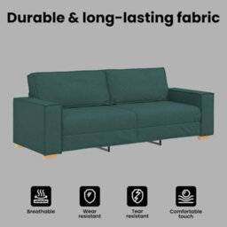 Vidaxl 3-Seater Sofa With Cushion Dark Green Fabric - thumbnail 7