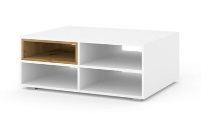 Arte Anette M Artisan Oak & White Matte Coffee Table - Industrial Loft Style - 700mm X 370 mm X 940mm - image 1