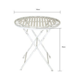 Charles Bentley Rustic Wrought Iron Outdoor Bistro Set - Antique White - thumbnail 6