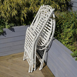 Charles Bentley Rustic Wrought Iron Outdoor Bistro Set - Antique White - thumbnail 3