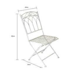 Charles Bentley Rustic Wrought Iron Outdoor Bistro Set - Antique White - thumbnail 5