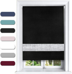 Lister Cartwright Diamante Roller Blinds For Windows - 90 X 165 Cm - Easy To Fit Child Safety Included - Black - thumbnail 1