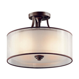 Elegant 3-Bulb Semi Flush Light With Umber Metallic Frosted Shade In Mission Bronze Finish
