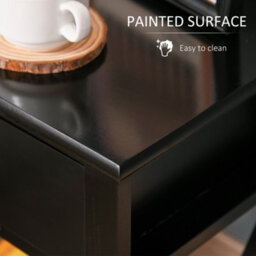 Homcom 55Cm End Side Table W/ Drawer Shelf Home Storage Furniture Black - thumbnail 6