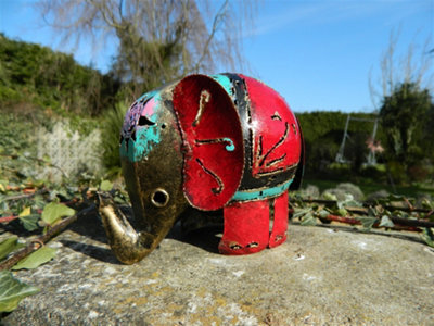 Metal Standing Red Elephant Tea Light Candle Holder - image 1