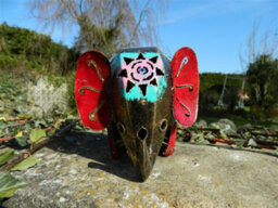 Metal Standing Red Elephant Tea Light Candle Holder - thumbnail 3