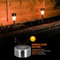 8 X Stainless Steel Solar Powered Led Bollard Post Lights Outdoor Garden Fence - thumbnail 4