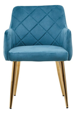 Orsina Light Blue Velvet Angular Dining Chair, Gold Finish Accent Chair,decorative Chair,kitchen Chair,patio Chair - image 1