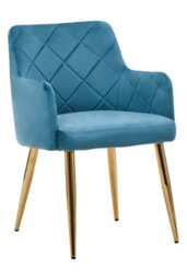 Orsina Light Blue Velvet Angular Dining Chair, Gold Finish Accent Chair,decorative Chair,kitchen Chair,patio Chair - thumbnail 2