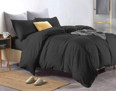 100% Pure Cotton Duvet Cover Bed Set In Black By Euphoric Bedding - image 1