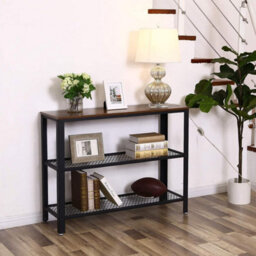 Songmics Vasagle Industrial Console Table, Hallway Table With 2 Mesh Shelves, Side Table And Sideboard, Living Room, Corridor