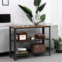 Songmics Vasagle Industrial Console Table, Hallway Table With 2 Mesh Shelves, Side Table And Sideboard, Living Room, Corridor - thumbnail 2