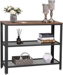 Songmics Vasagle Industrial Console Table, Hallway Table With 2 Mesh Shelves, Side Table And Sideboard, Living Room, Corridor - thumbnail 5
