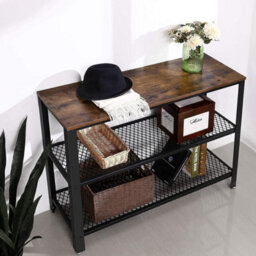 Songmics Vasagle Industrial Console Table, Hallway Table With 2 Mesh Shelves, Side Table And Sideboard, Living Room, Corridor - thumbnail 3