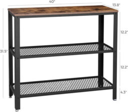 Songmics Vasagle Industrial Console Table, Hallway Table With 2 Mesh Shelves, Side Table And Sideboard, Living Room, Corridor - thumbnail 6