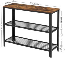 Songmics Vasagle Industrial Console Table, Hallway Table With 2 Mesh Shelves, Side Table And Sideboard, Living Room, Corridor - thumbnail 7