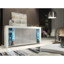 Sideboard Tv Unit Display Cabinet Cupboard Tv Stand Living Room High Gloss Doors - White & Grey - thumbnail 5