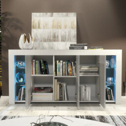 Sideboard Tv Unit Display Cabinet Cupboard Tv Stand Living Room High Gloss Doors - White & Grey - thumbnail 4