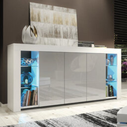 Sideboard Tv Unit Display Cabinet Cupboard Tv Stand Living Room High Gloss Doors - White & Grey - thumbnail 1